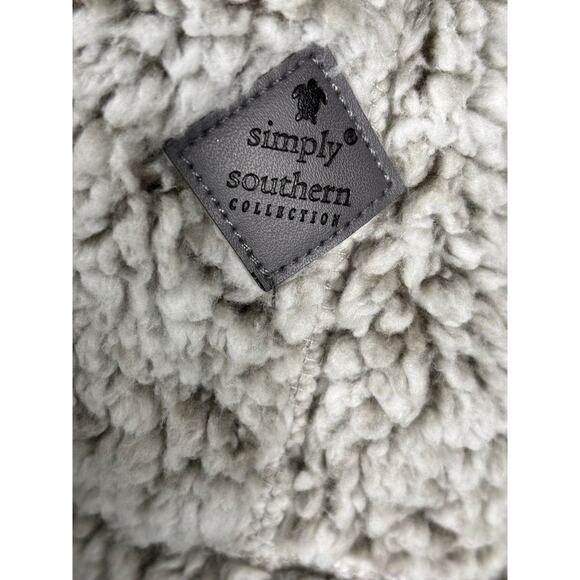 Simply Southern Pullover Womens XL Gray Sherpa Fleece Quarter Zip Teddy Cozy - Picture 5 of 9